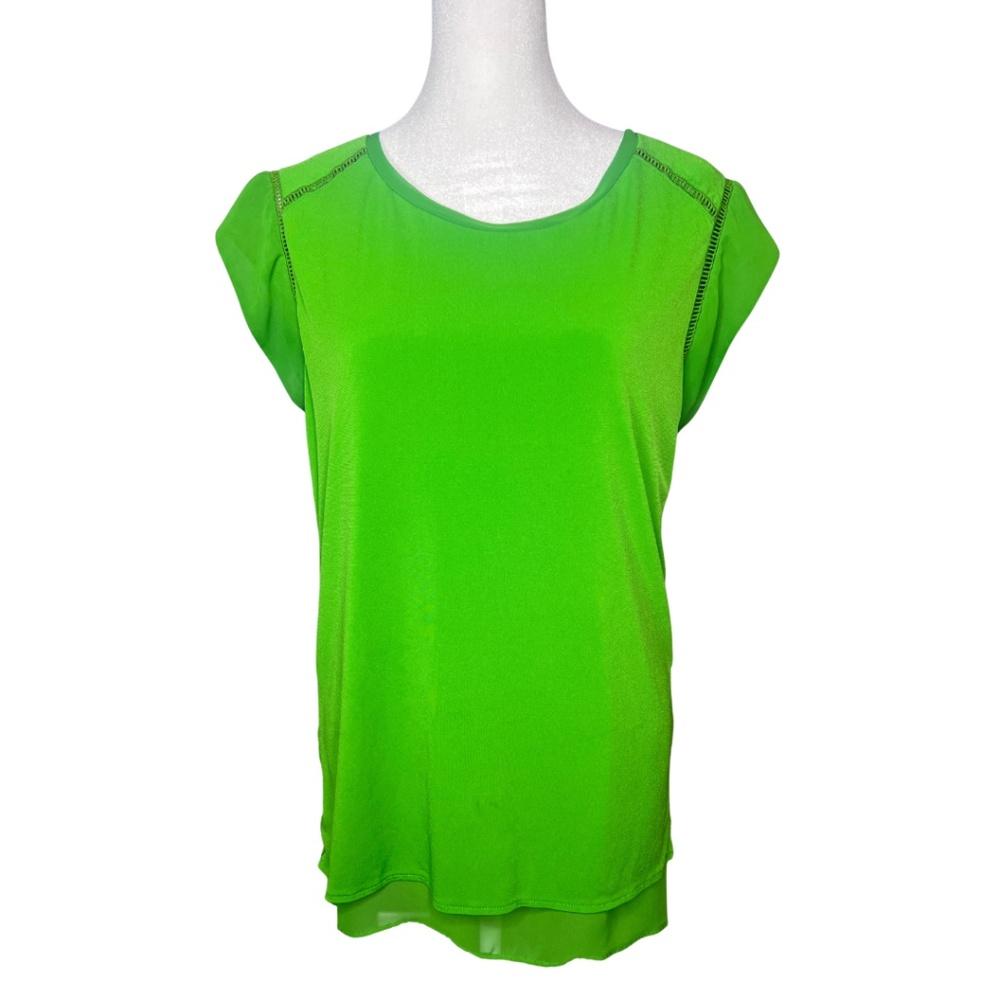 Worthington XL Bright Green Cap Sleeve Layered Blouse